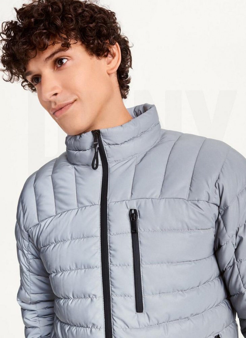 DKNY Packable Men\'s Puffer Jacket Grey | Ireland_D1864