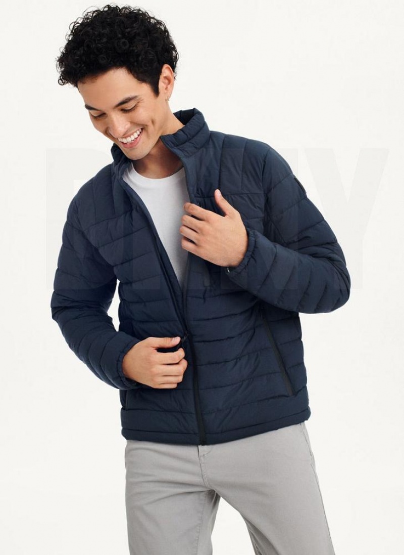 DKNY Packable Men\'s Puffer Jacket Navy | Ireland_D1346