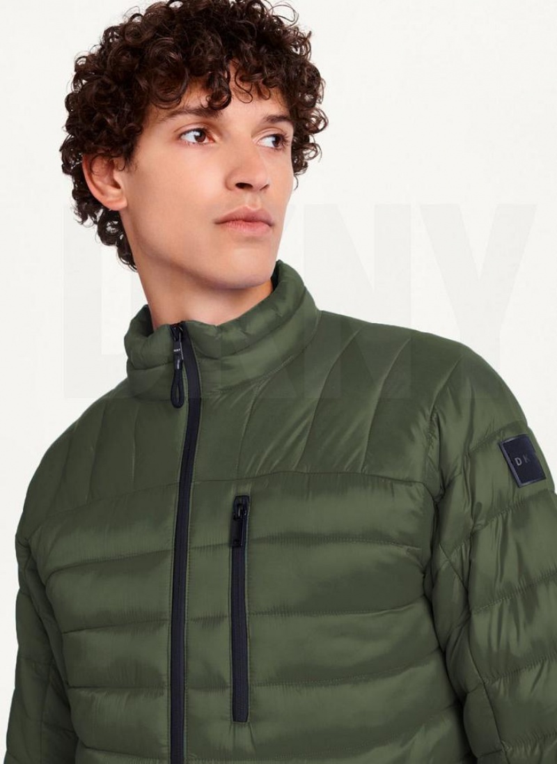 DKNY Packable Men's Puffer Jacket Olive | Ireland_D0984