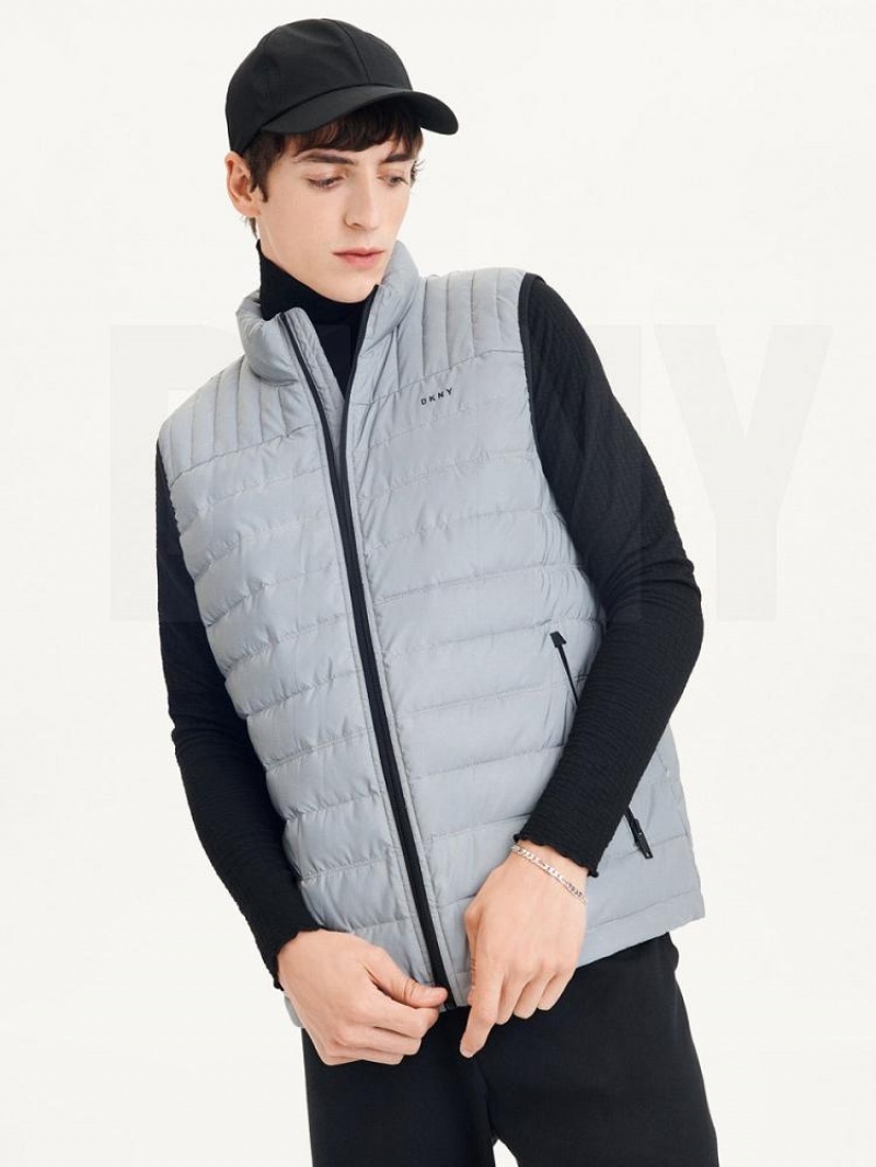 DKNY Packable Quilted Vest Men's Jackets Grey | Ireland_D1055