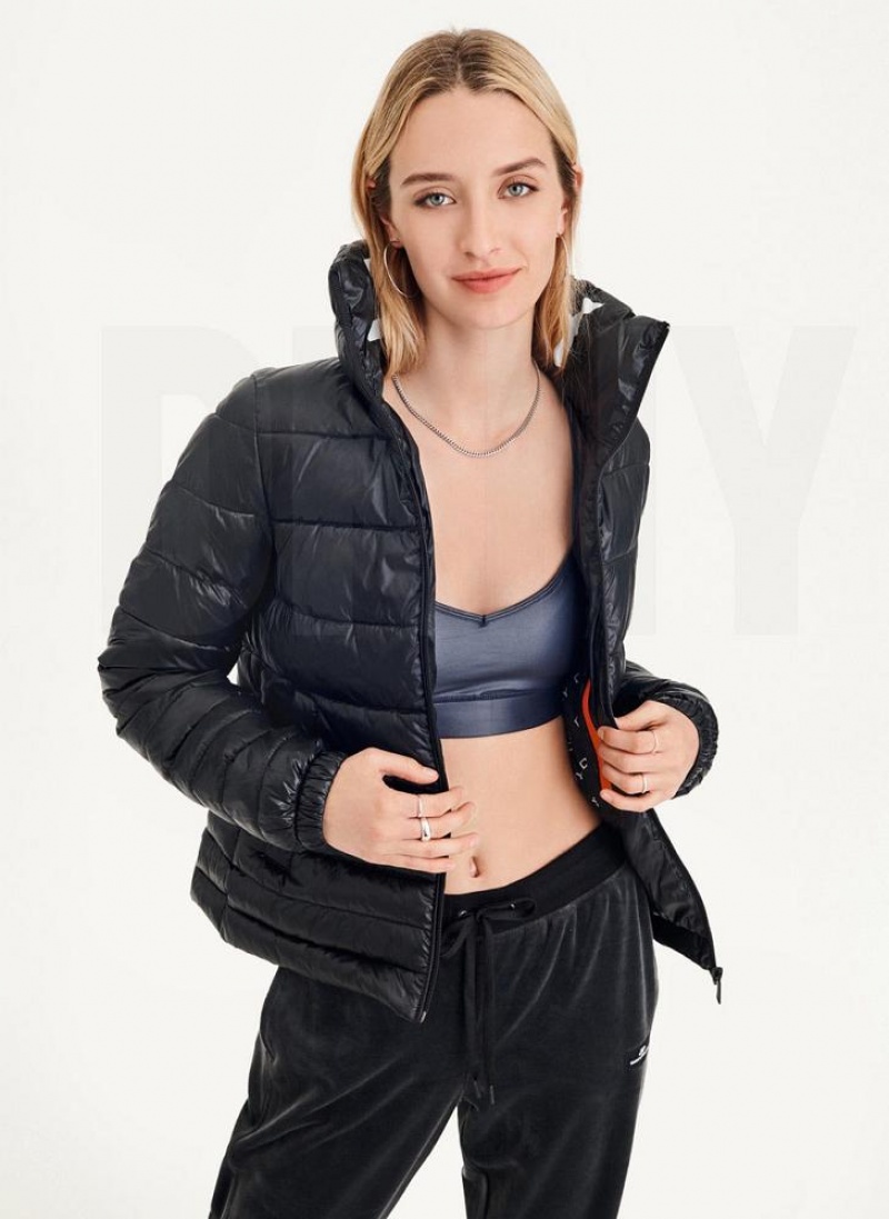 DKNY Packable With Bag Women's Puffer Jacket Black | Ireland_D1564