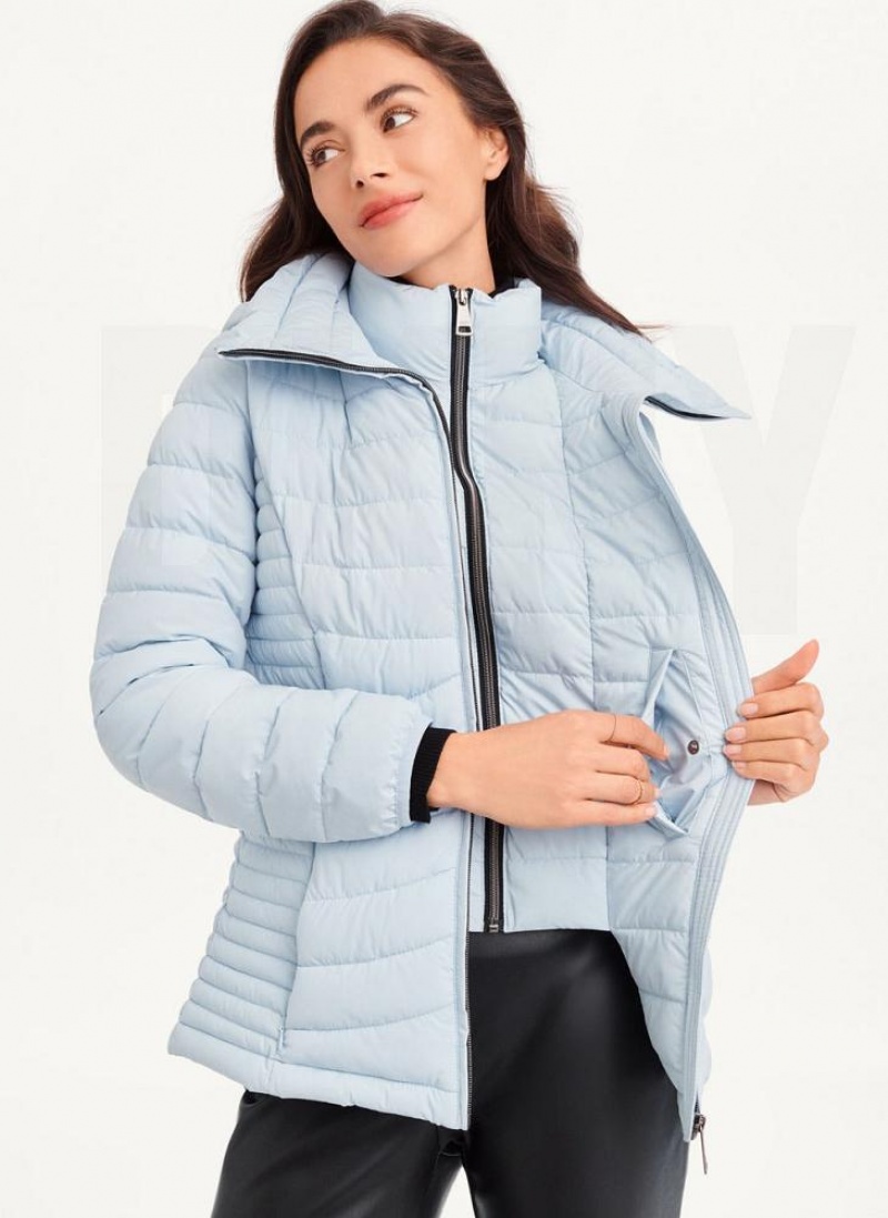 DKNY Packable Women\'s Coats Blue | Ireland_D0732