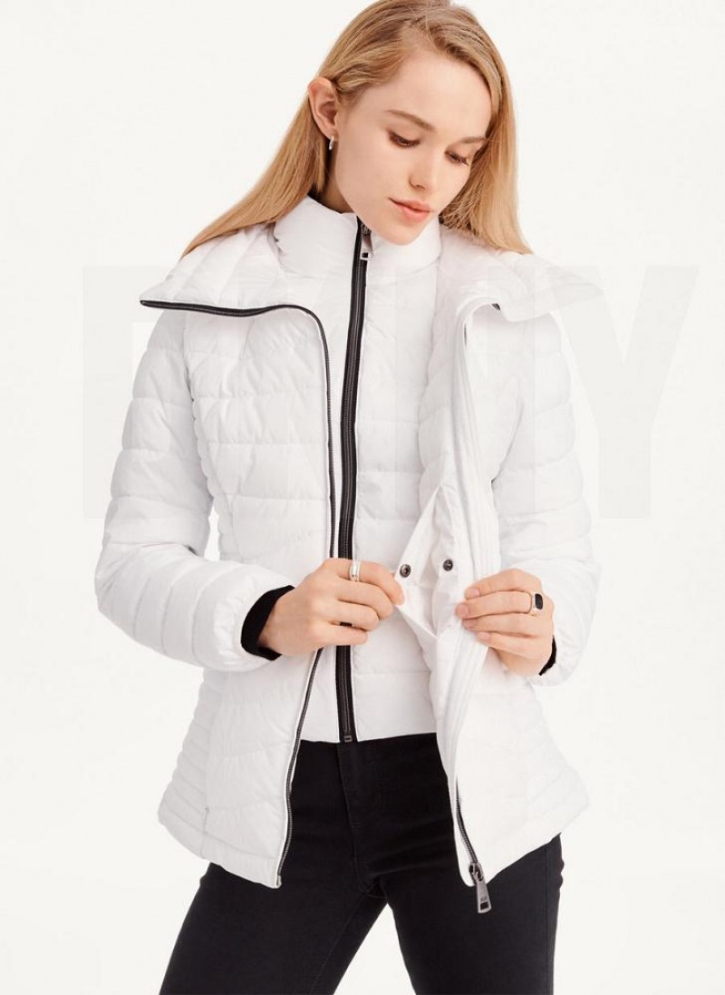 DKNY Packable Women's Coats White | Ireland_D1873