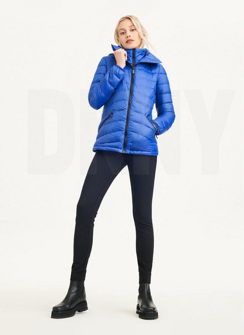 DKNY Packable Women's Puffer Jacket Deep Blue | Ireland_D0353