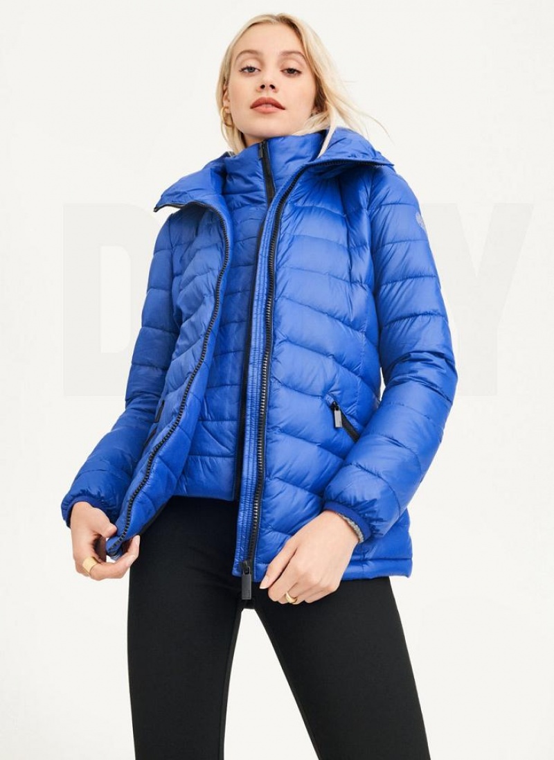 DKNY Packable Women's Puffer Jacket Deep Blue | Ireland_D0353