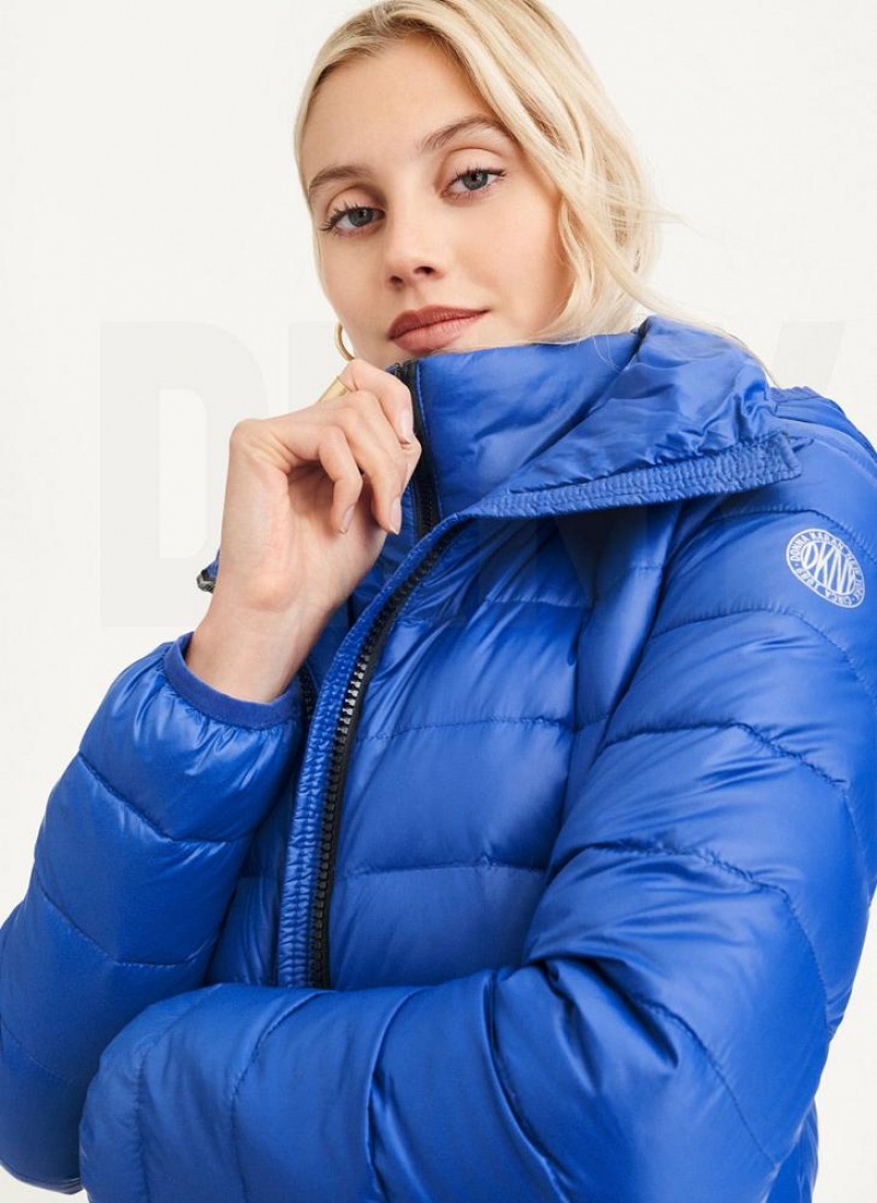 DKNY Packable Women's Puffer Jacket Deep Blue | Ireland_D0353