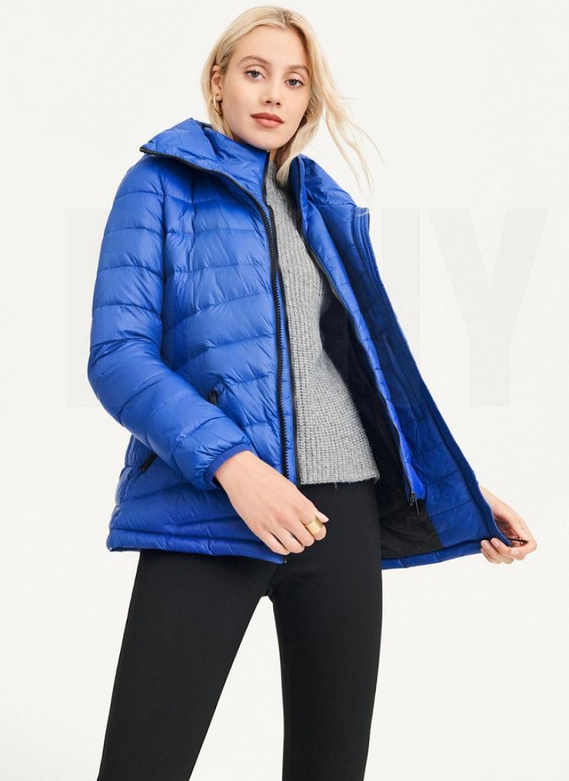 DKNY Packable Women\'s Puffer Jacket Deep Blue | Ireland_D0353