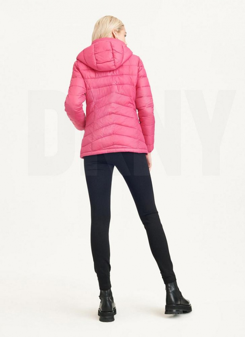 DKNY Packable Women's Puffer Jacket Pink | Ireland_D0761