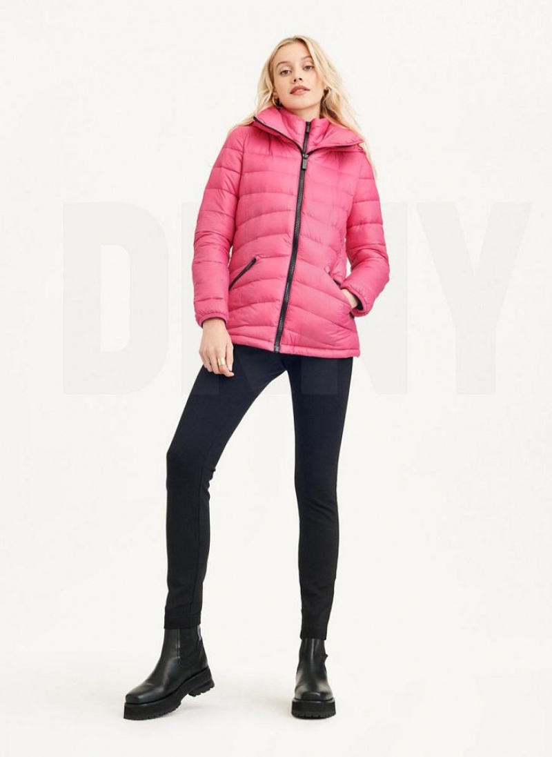 DKNY Packable Women's Puffer Jacket Pink | Ireland_D0761