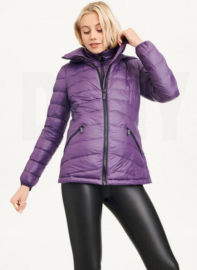 DKNY Packable Women's Puffer Jacket Purple | Ireland_D0599