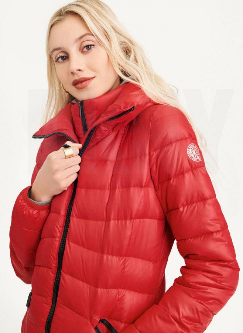 DKNY Packable Women's Puffer Jacket Red | Ireland_D1502