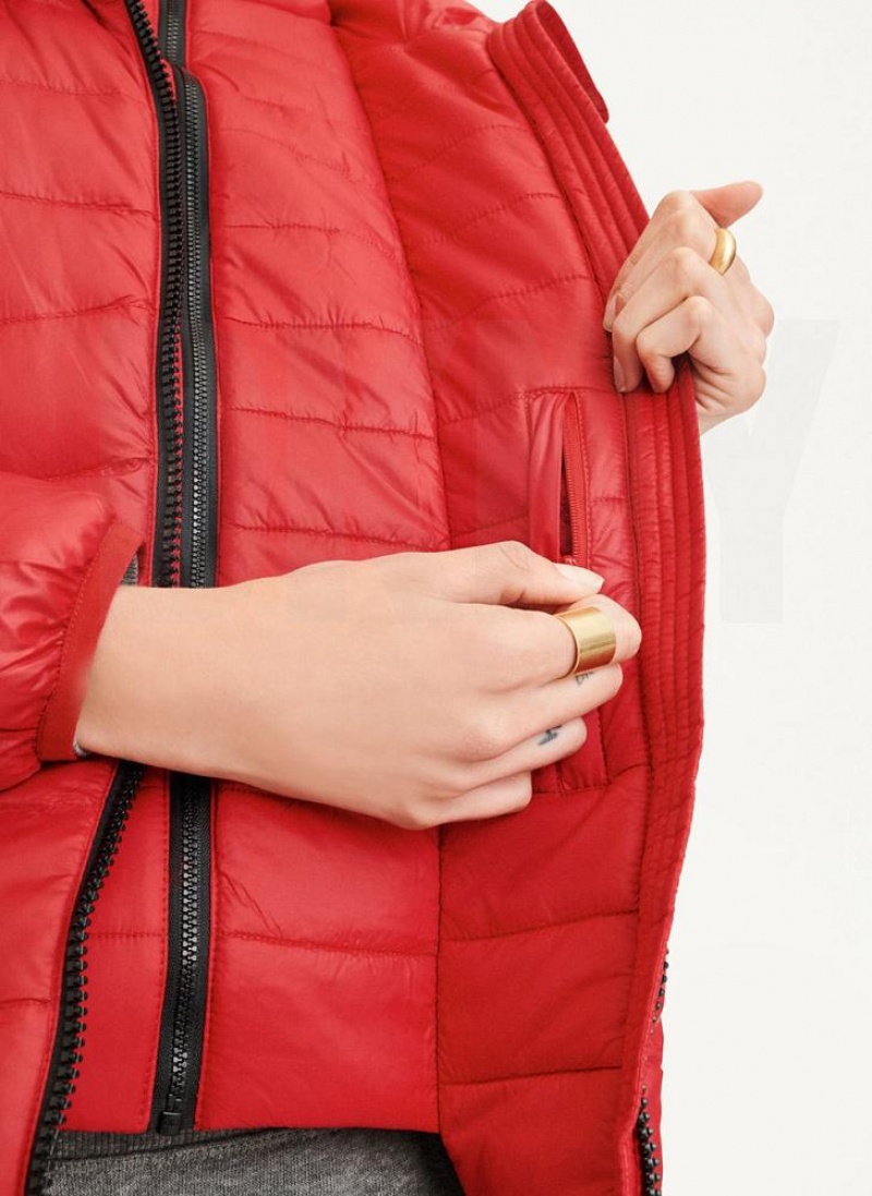 DKNY Packable Women's Puffer Jacket Red | Ireland_D1502