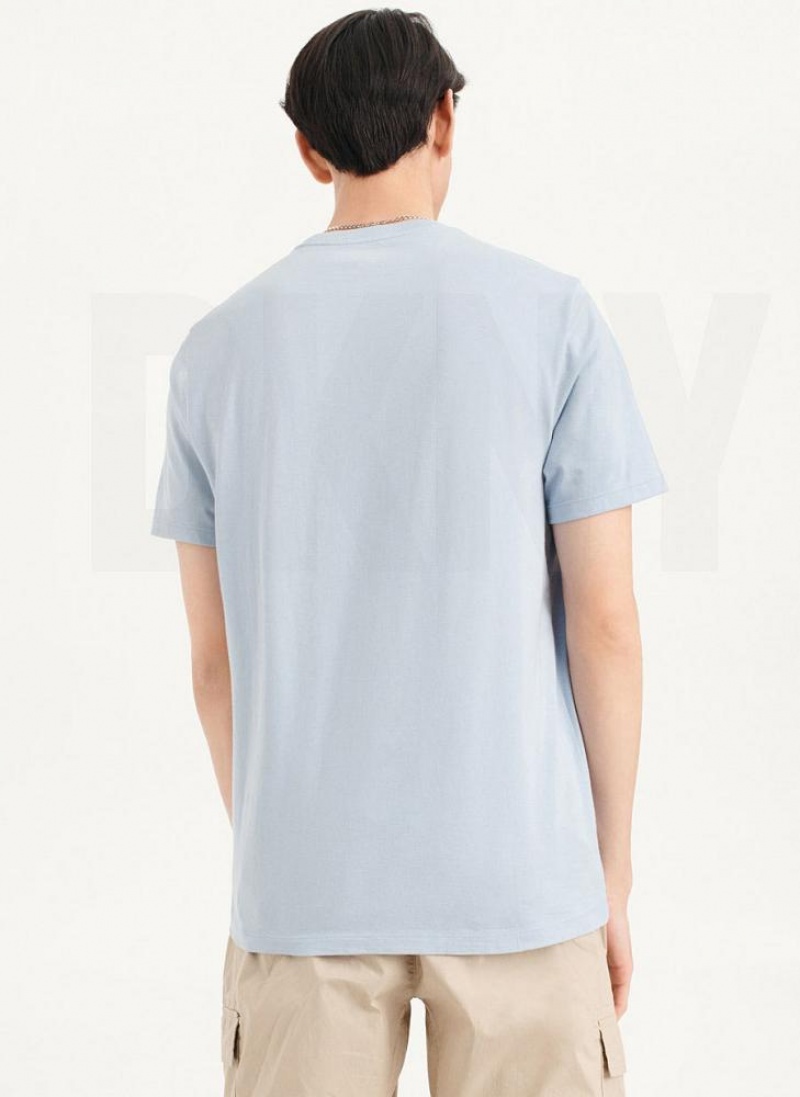 DKNY Palm Distress Men's T Shirts Blue | Ireland_D1255