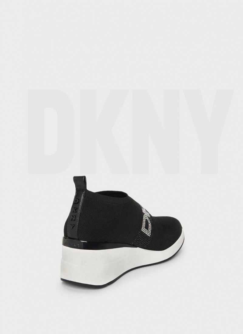 DKNY Parks Rhinestone Women's Wedges Black | Ireland_D1097