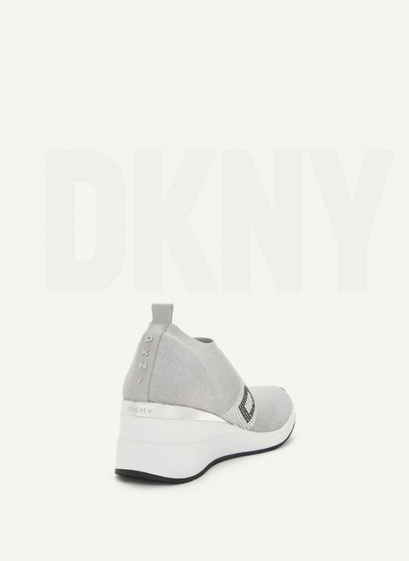 DKNY Parks Rhinestone Women's Wedges Grey | Ireland_D1823