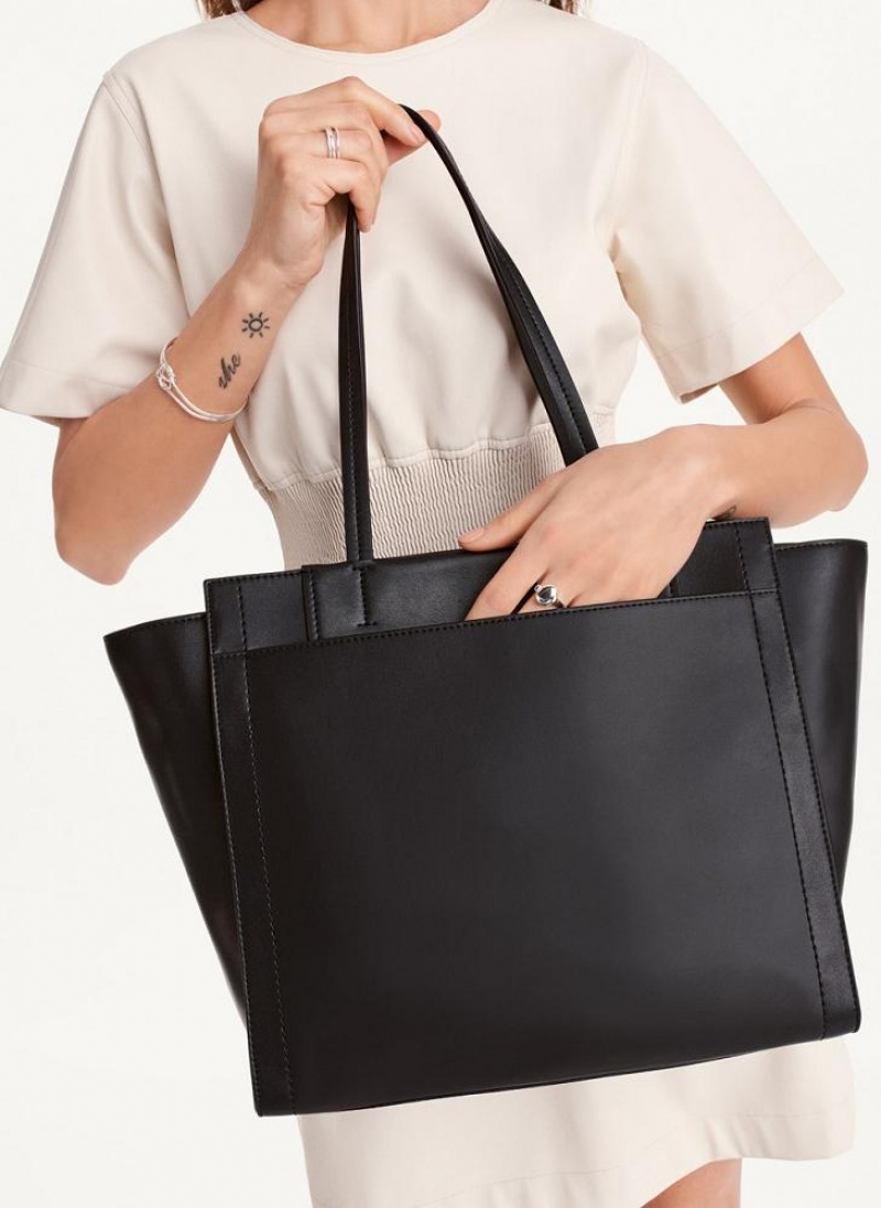 DKNY Pax Large Women's Tote Bags Black / Silver | Ireland_D0445