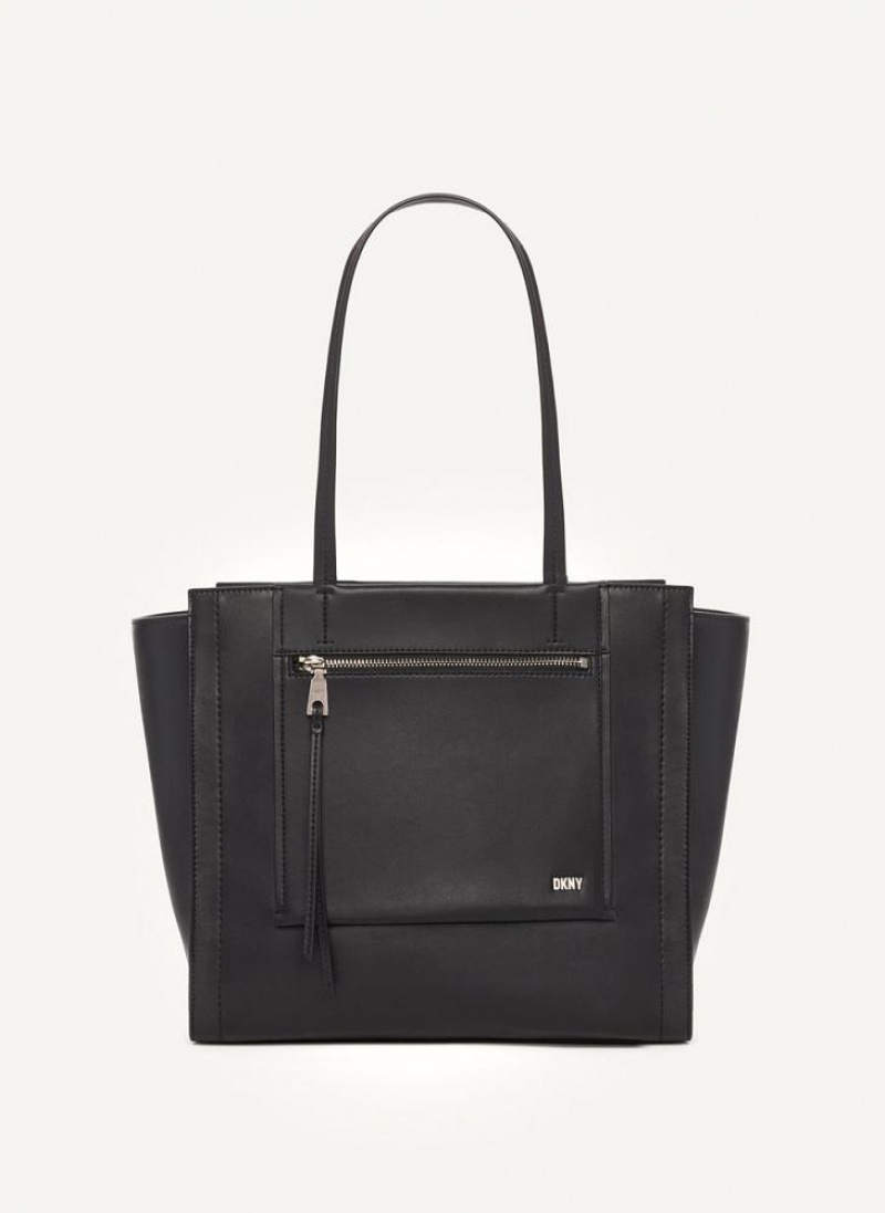 DKNY Pax Large Women\'s Tote Bags Black / Silver | Ireland_D0445