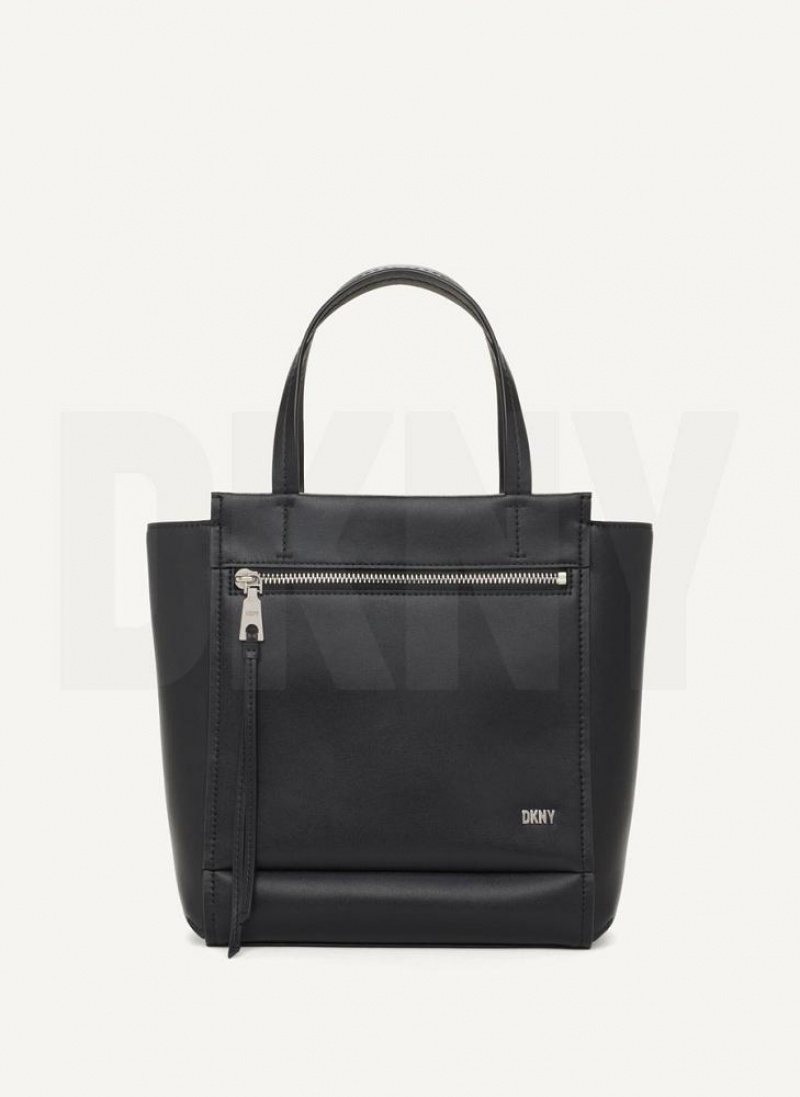 DKNY Pax North-South Women\'s Tote Bags Black / Silver | Ireland_D0609