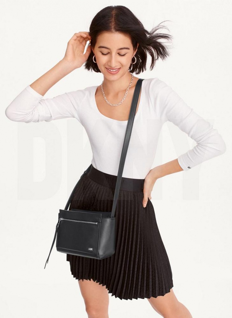 DKNY Pax Women's Crossbody Bags Black / Silver | Ireland_D1677