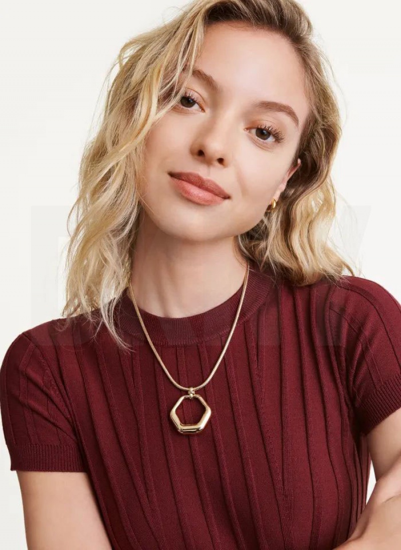 DKNY Pendant Women's Necklace Gold | Ireland_D0754