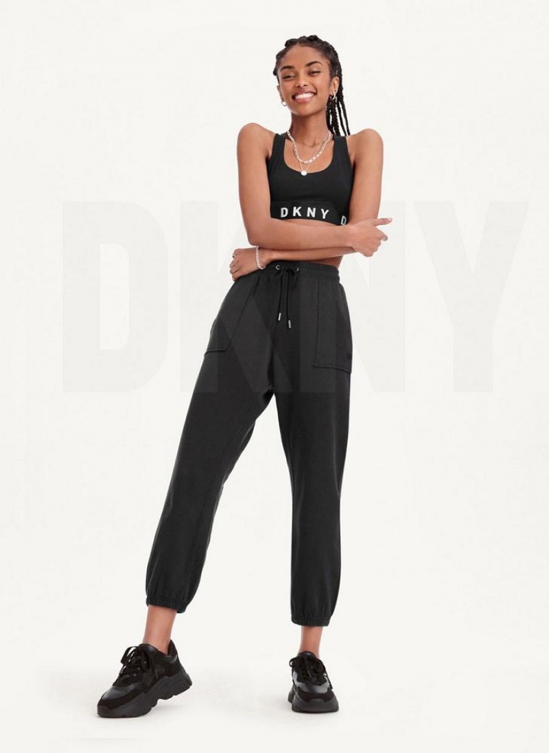 DKNY Pigment Washed Women's Joggers Black | Ireland_D1673