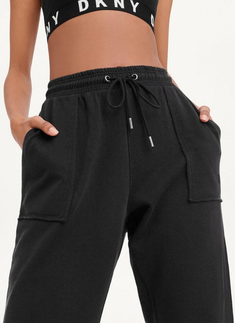 DKNY Pigment Washed Women's Joggers Black | Ireland_D1673