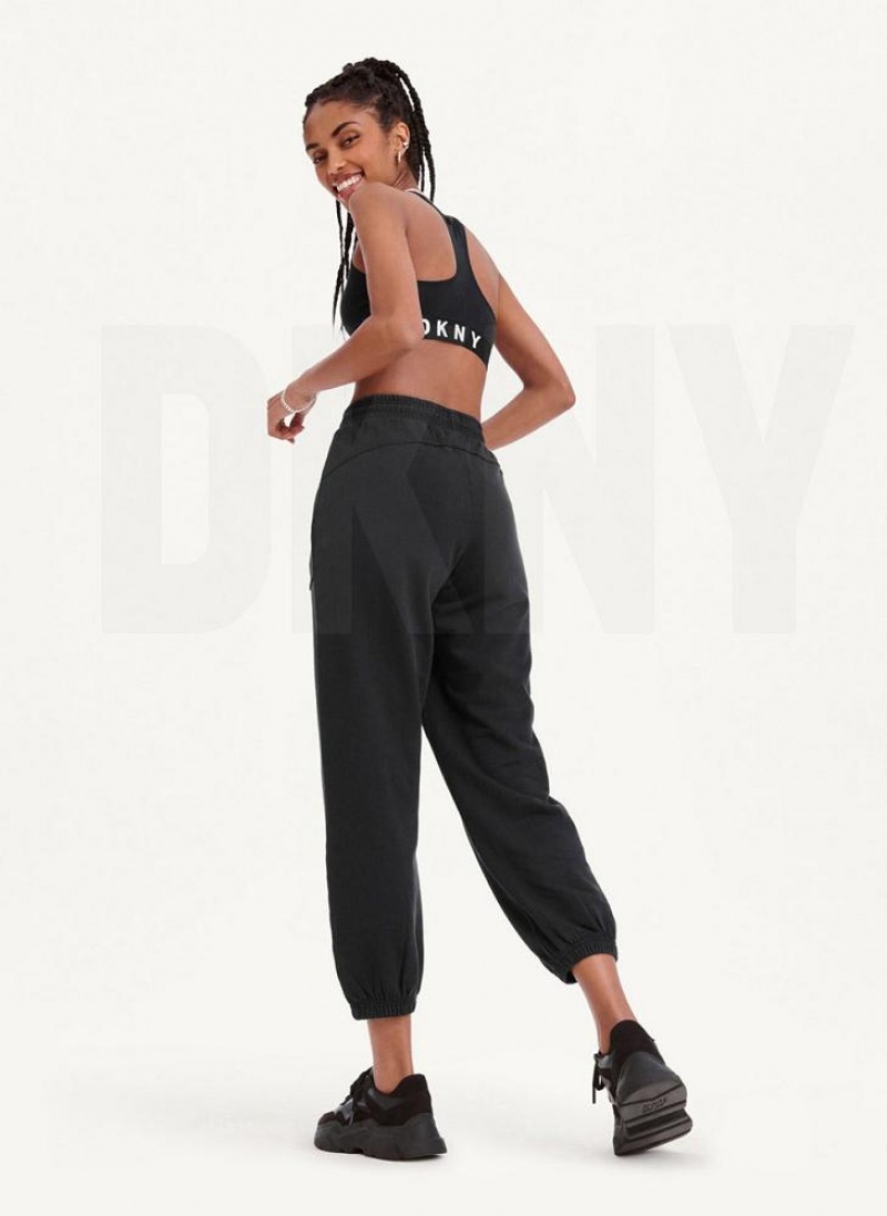 DKNY Pigment Washed Women's Joggers Black | Ireland_D1673