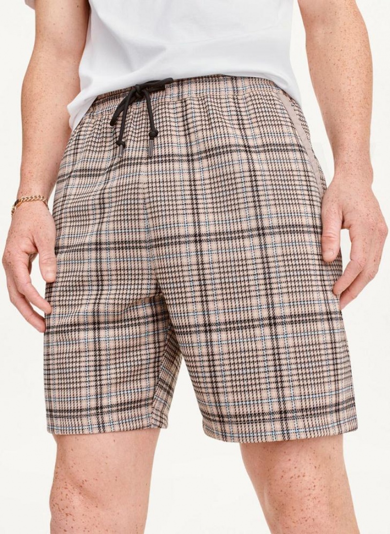 DKNY Plaids Men's Shorts Brown | Ireland_D1948