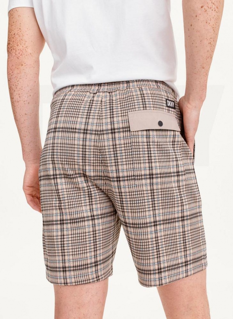 DKNY Plaids Men\'s Shorts Brown | Ireland_D1948