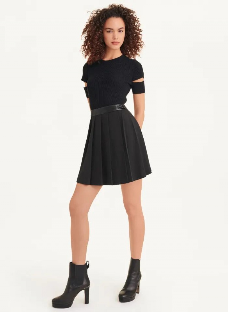 DKNY Pleated Mini Women's Skirts Black | Ireland_D1382