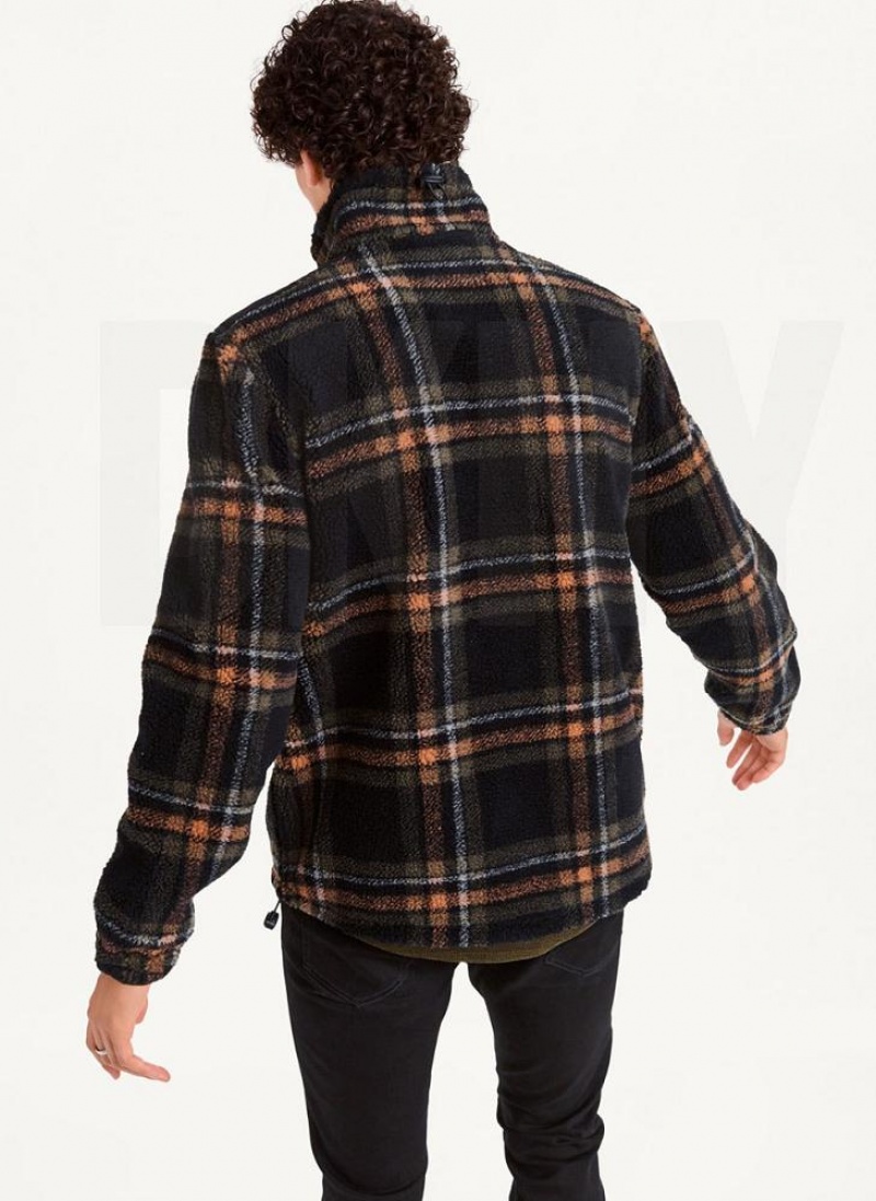 DKNY Plush Plaid Shirt Men's Jackets Black | Ireland_D0149