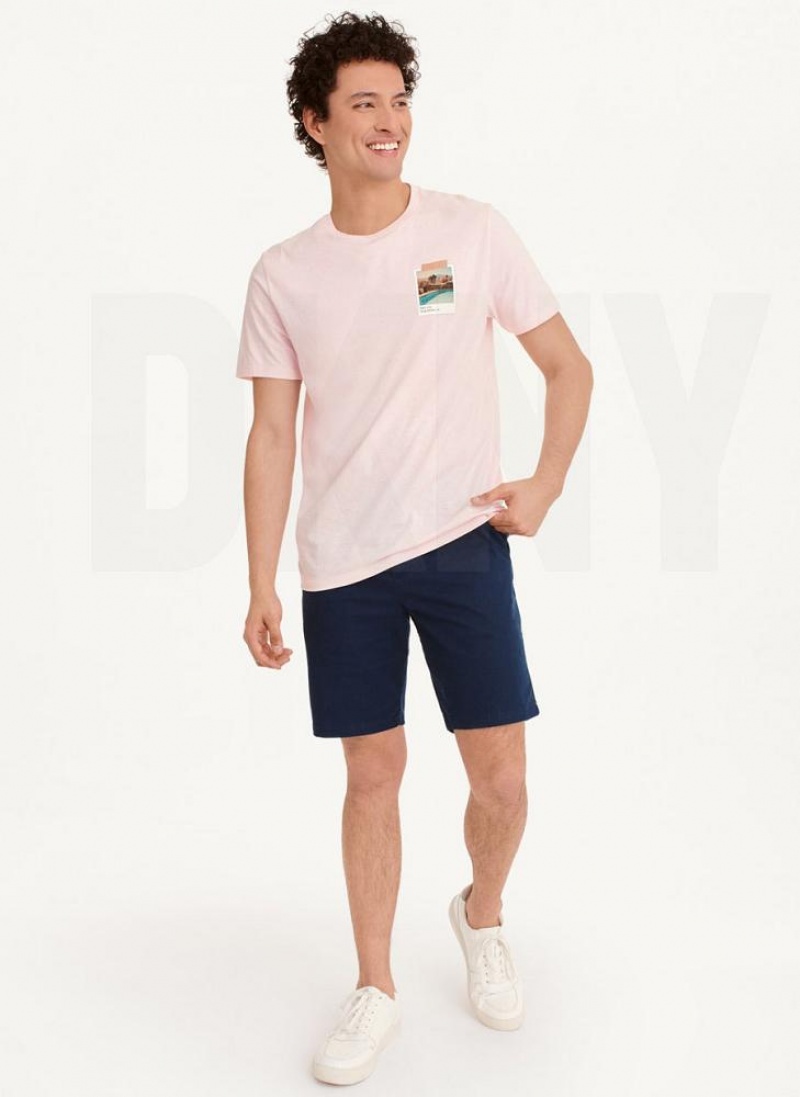 DKNY Polaroid Pic Men's T Shirts Pink | Ireland_D0978