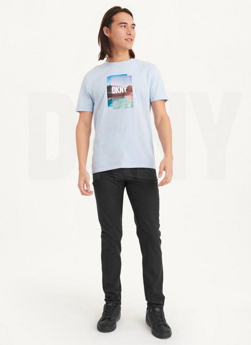 DKNY Pool Graphic Men's T Shirts Blue | Ireland_D0942