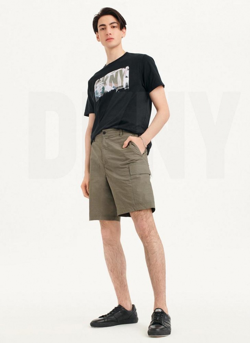 DKNY Poplin Cargo Men's Shorts Olive | Ireland_D0672