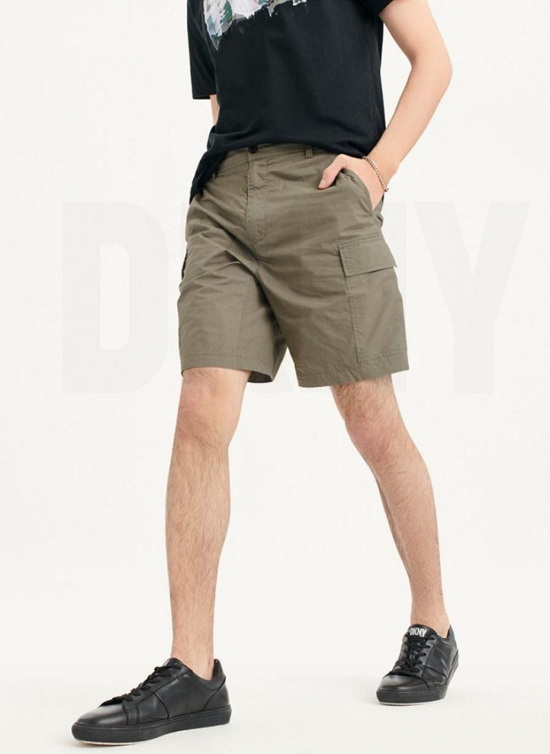 DKNY Poplin Cargo Men's Shorts Olive | Ireland_D0672