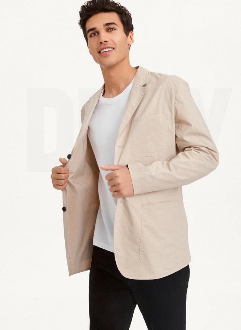 DKNY Poplin Men's Blazers Khaki | Ireland_D1852