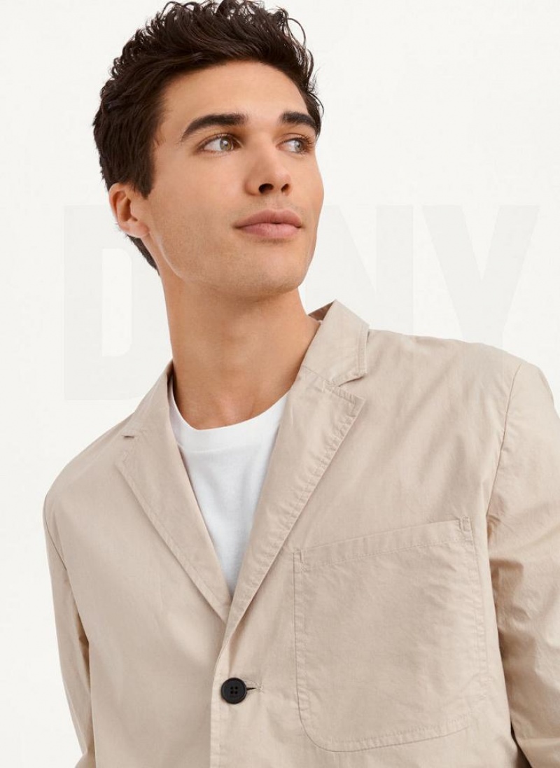 DKNY Poplin Men's Blazers Khaki | Ireland_D1852