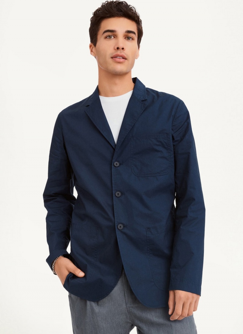 DKNY Poplin Men\'s Blazers Navy | Ireland_D0495