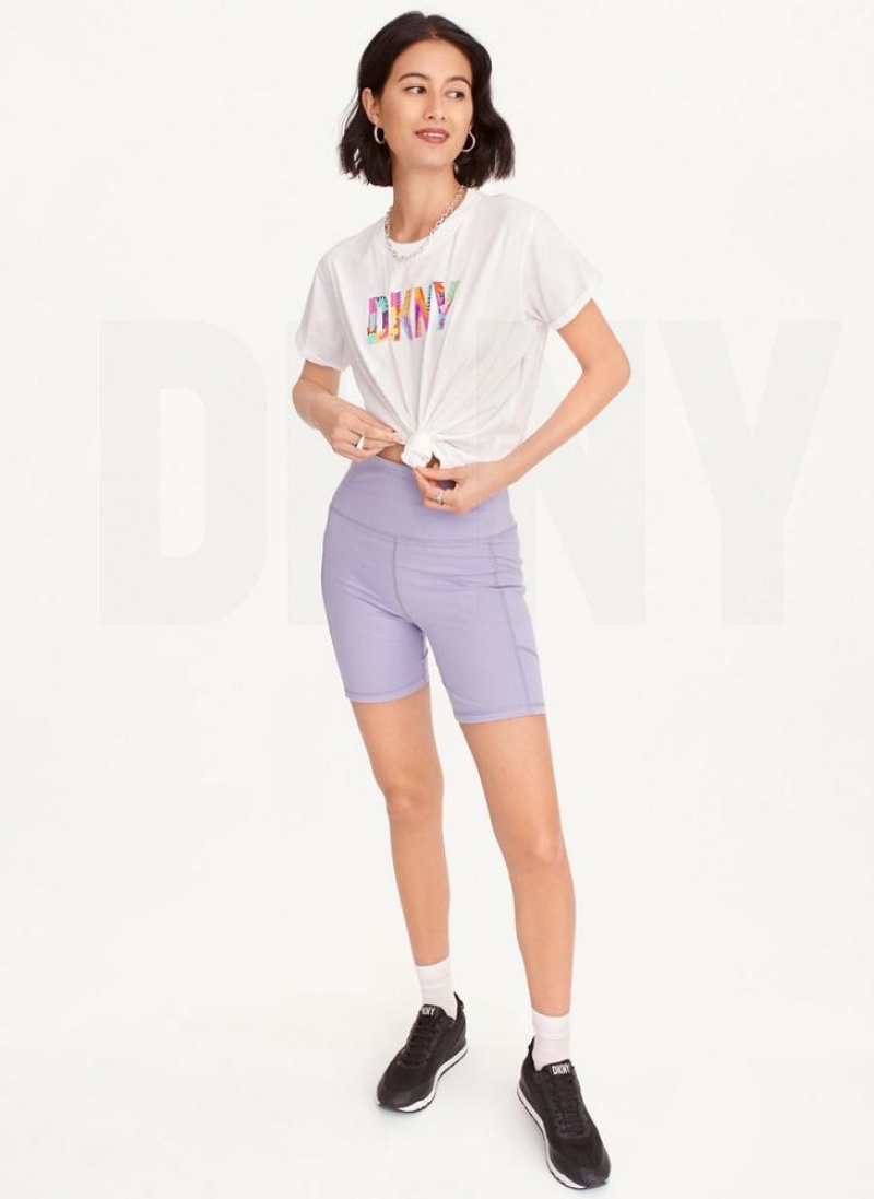 DKNY Pride Logo Knot Front Women's T Shirts White | Ireland_D1049