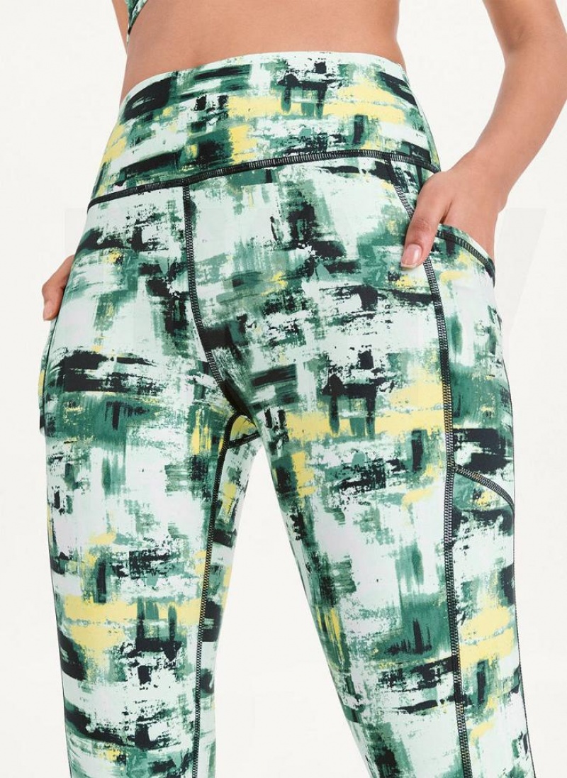 DKNY Printed Women's Leggings Green | Ireland_D0851