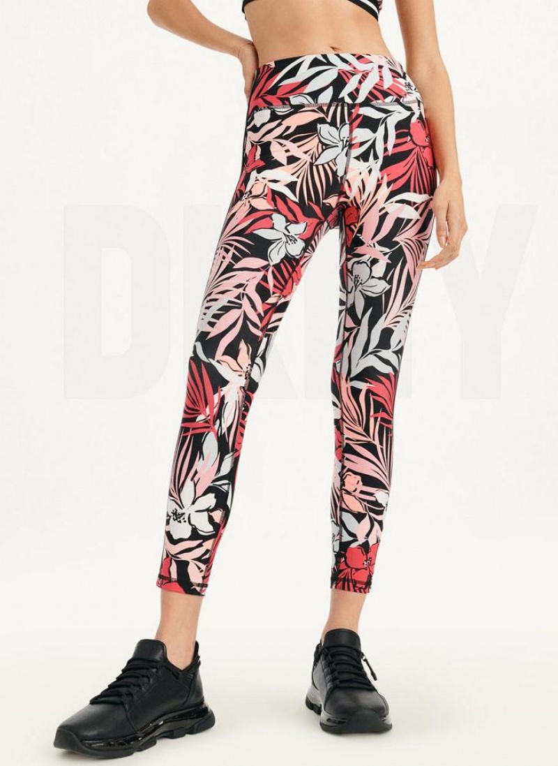 DKNY Printed Women's Leggings Pink | Ireland_D0121