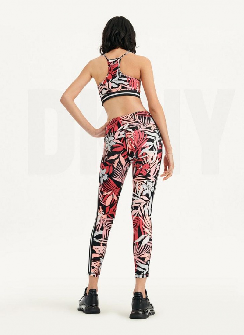 DKNY Printed Women's Leggings Pink | Ireland_D0121