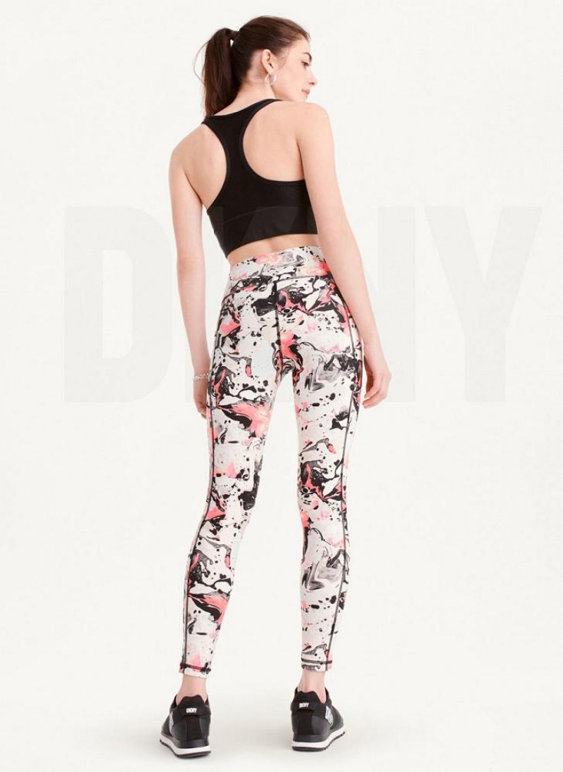 DKNY Printed Women's Leggings Pink | Ireland_D1665