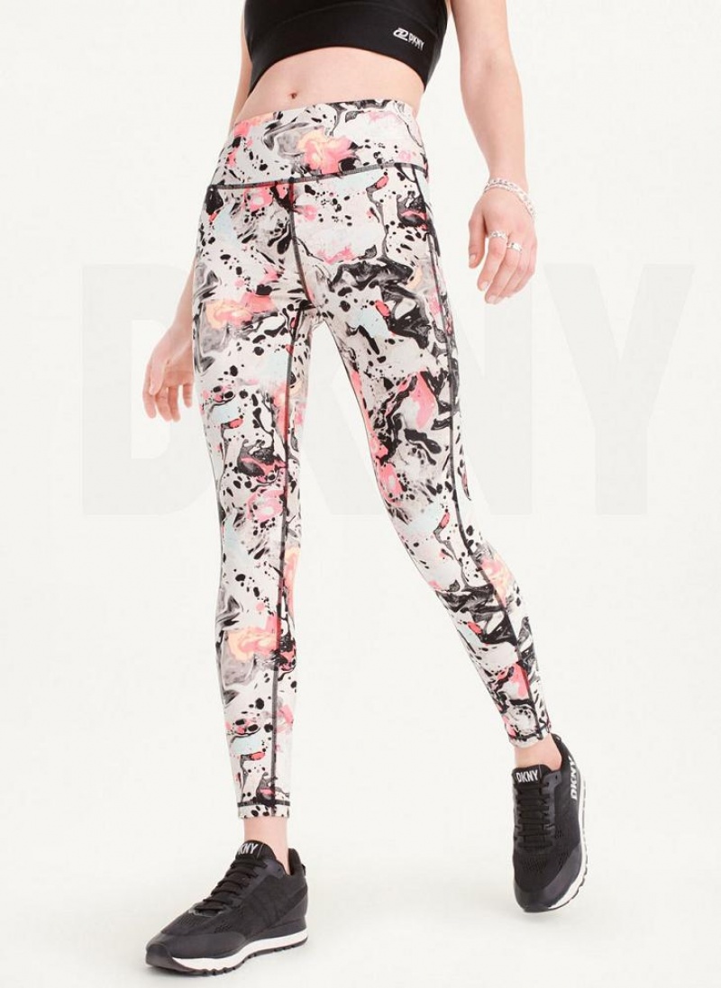 DKNY Printed Women's Leggings Pink | Ireland_D1665