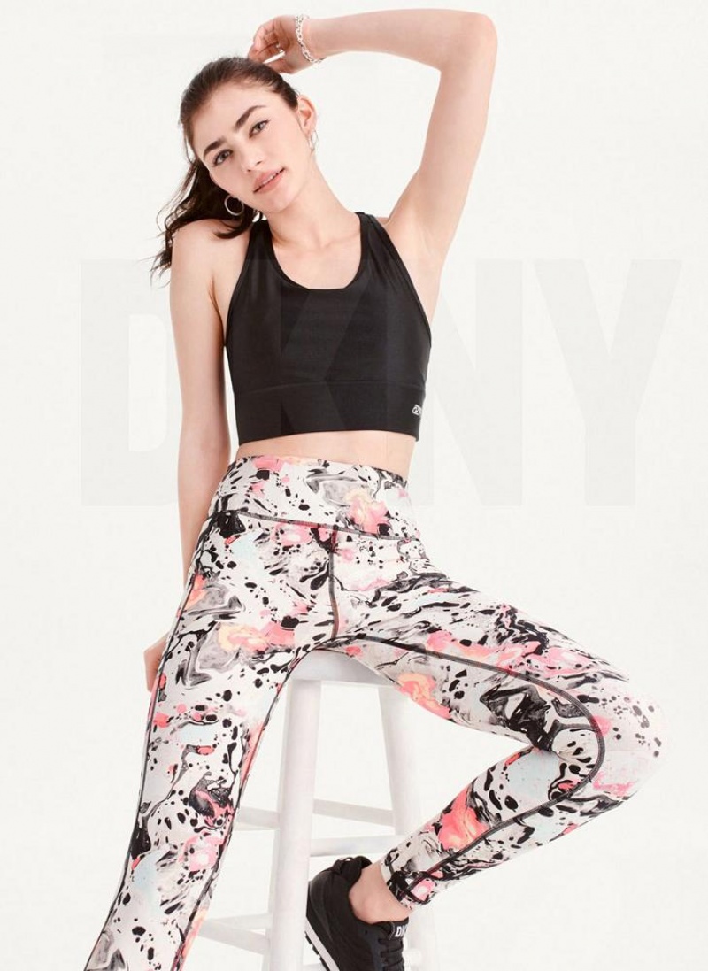 DKNY Printed Women's Leggings Pink | Ireland_D1665