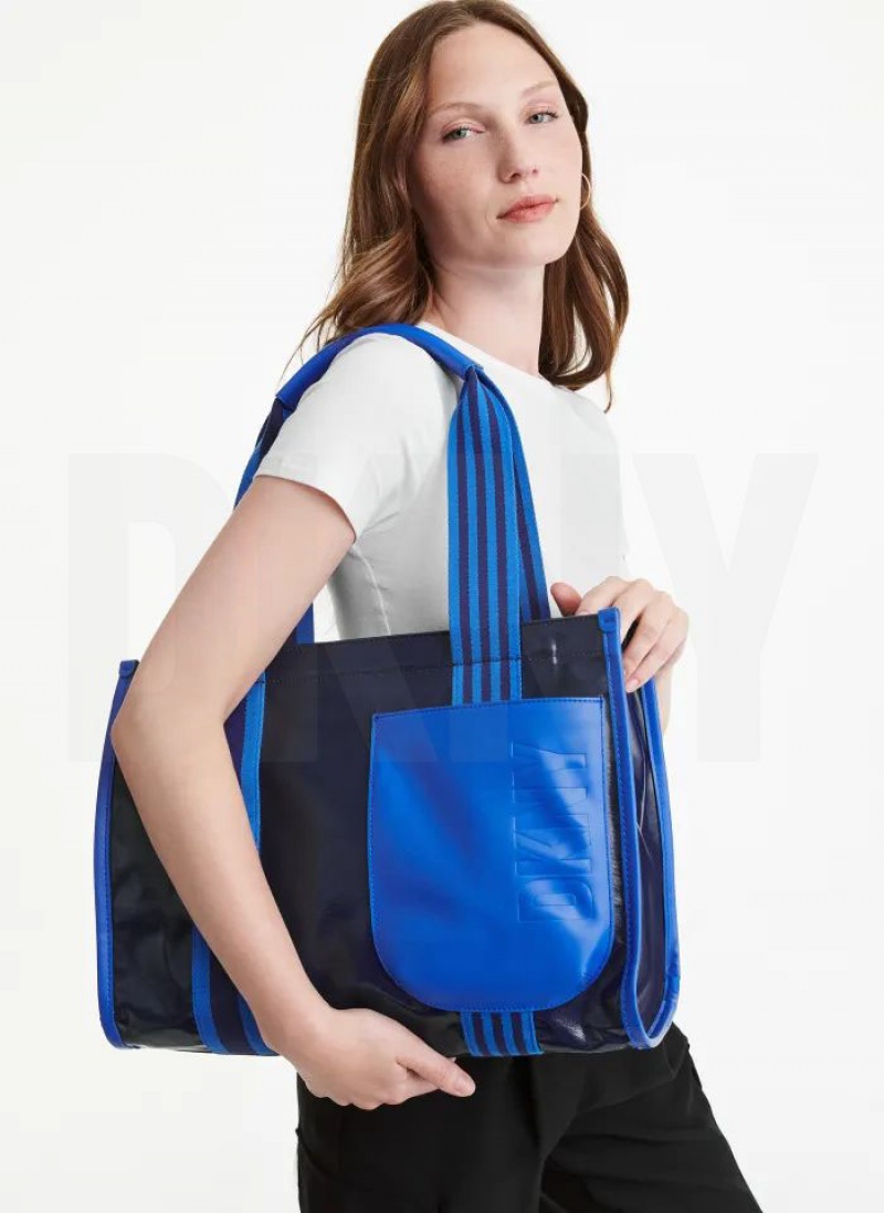 DKNY Prospect Coated Canvas Large Women's Tote Bags Blue | Ireland_D0173