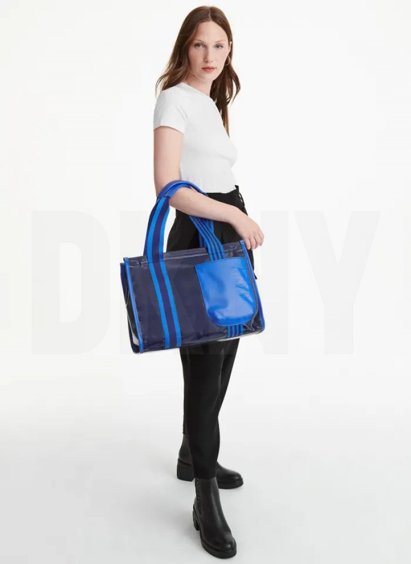 DKNY Prospect Coated Canvas Large Women's Tote Bags Blue | Ireland_D0173