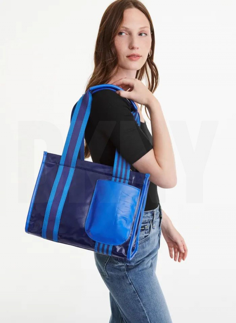 DKNY Prospect Coated Canvas Medium Women's Tote Bags Blue | Ireland_D0862