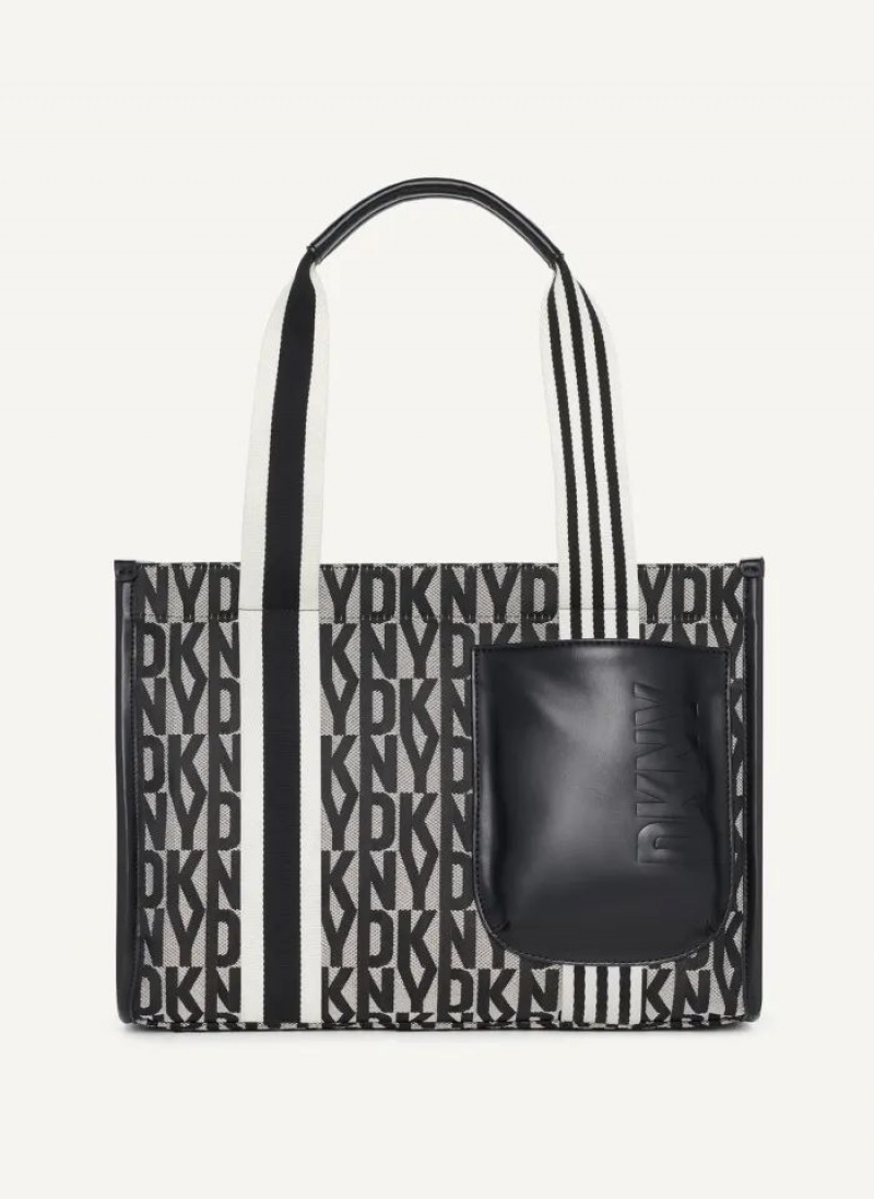 DKNY Prospect Jacquard Large Women\'s Tote Bags Black | Ireland_D1689