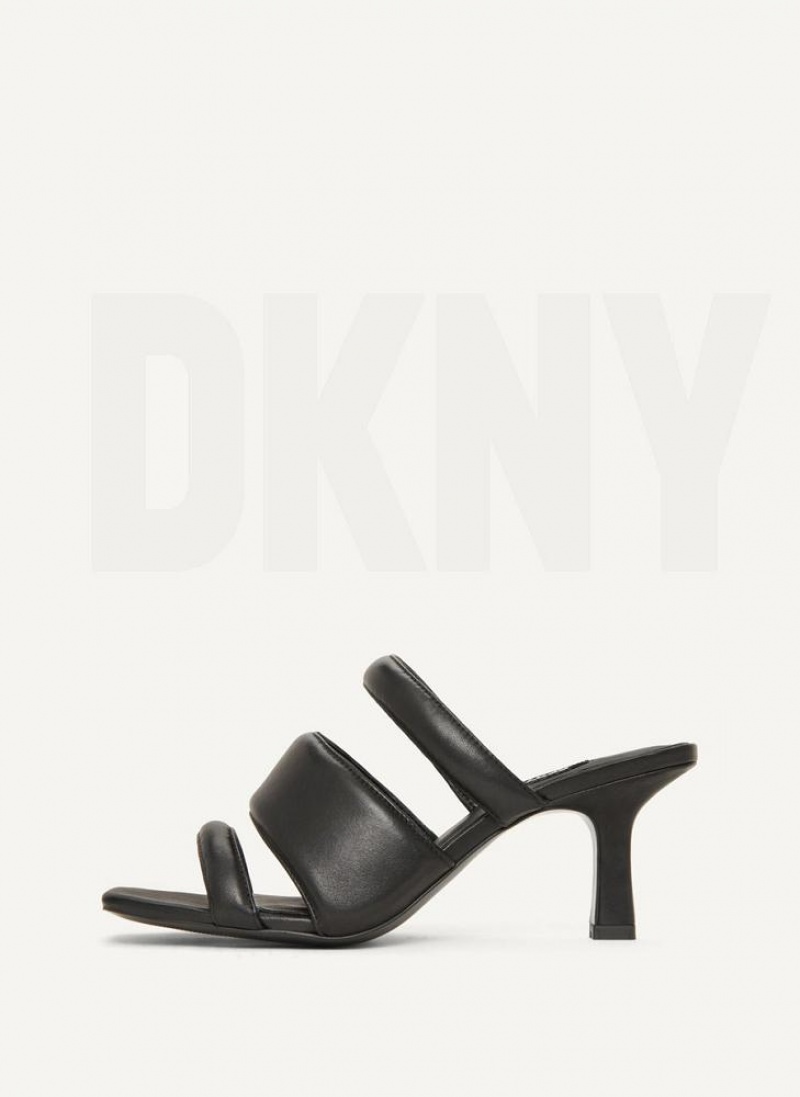 DKNY Puffy Multi Strap Mule Women\'s Heels Black | Ireland_D1787